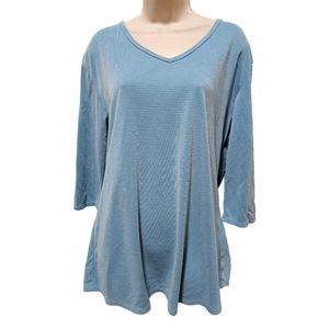 NWOT Women's Segments Blue Ribbed V-neck Shirt